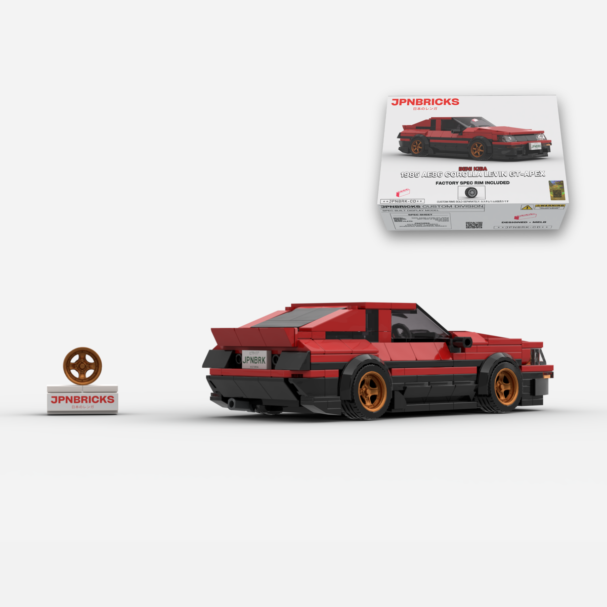 [PRE-ORDER] 1985 AE86 Corolla Levin GT-APEX Red Panda Trim Brick Car Model Kit