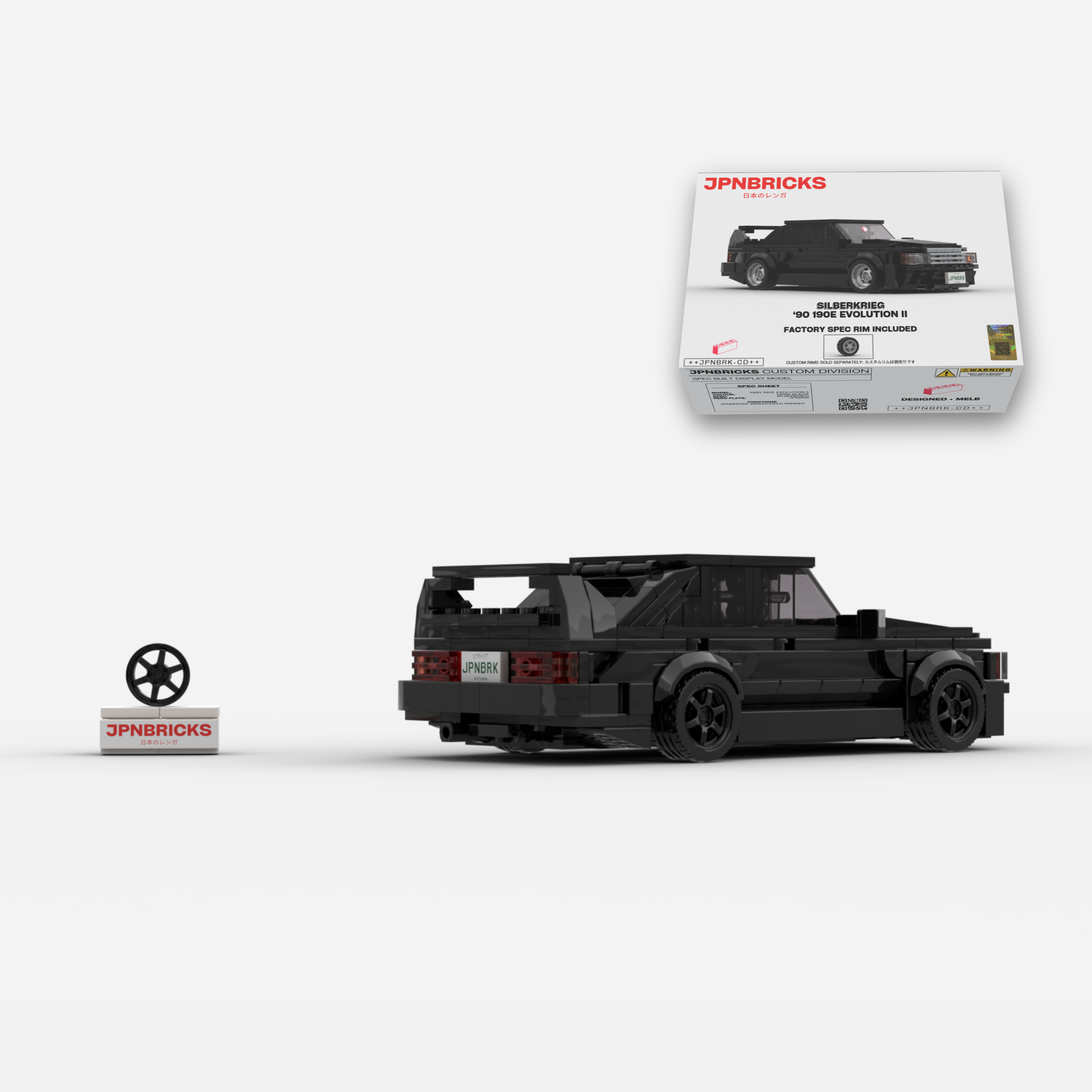 1990 190E Evolution II DB99 Black Brick Car Model Kit