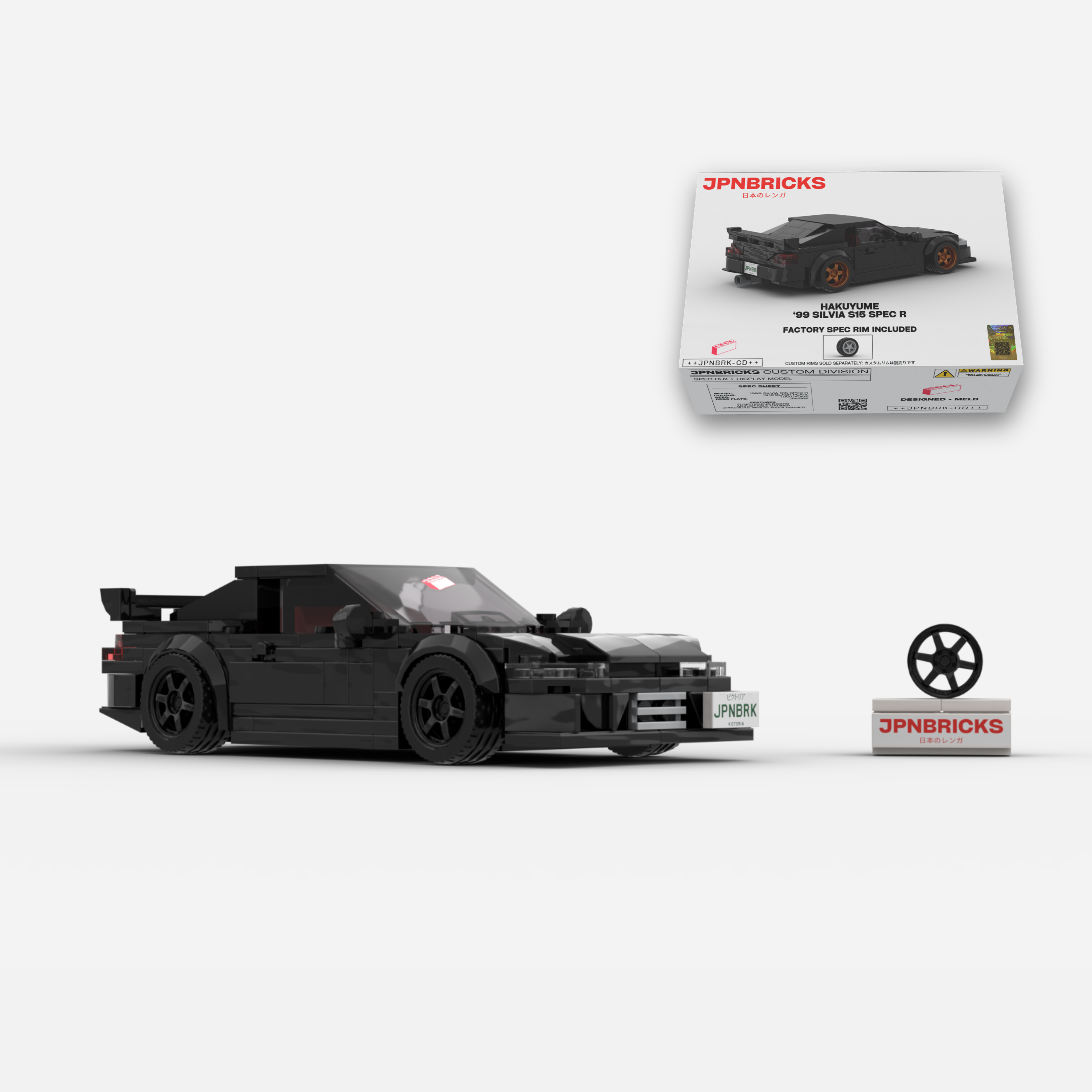 1999 Silvia S15 Spec R KH3 Black Brick Car Model Kit