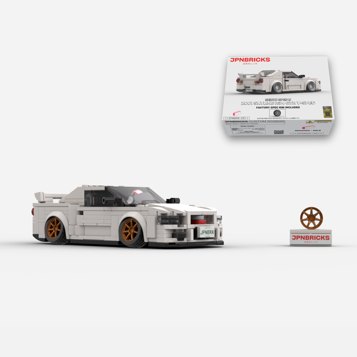 [PRE-ORDER] 2001 Skyline R34 GT-R V-Spec II QM1 White Brick Car Model Kit