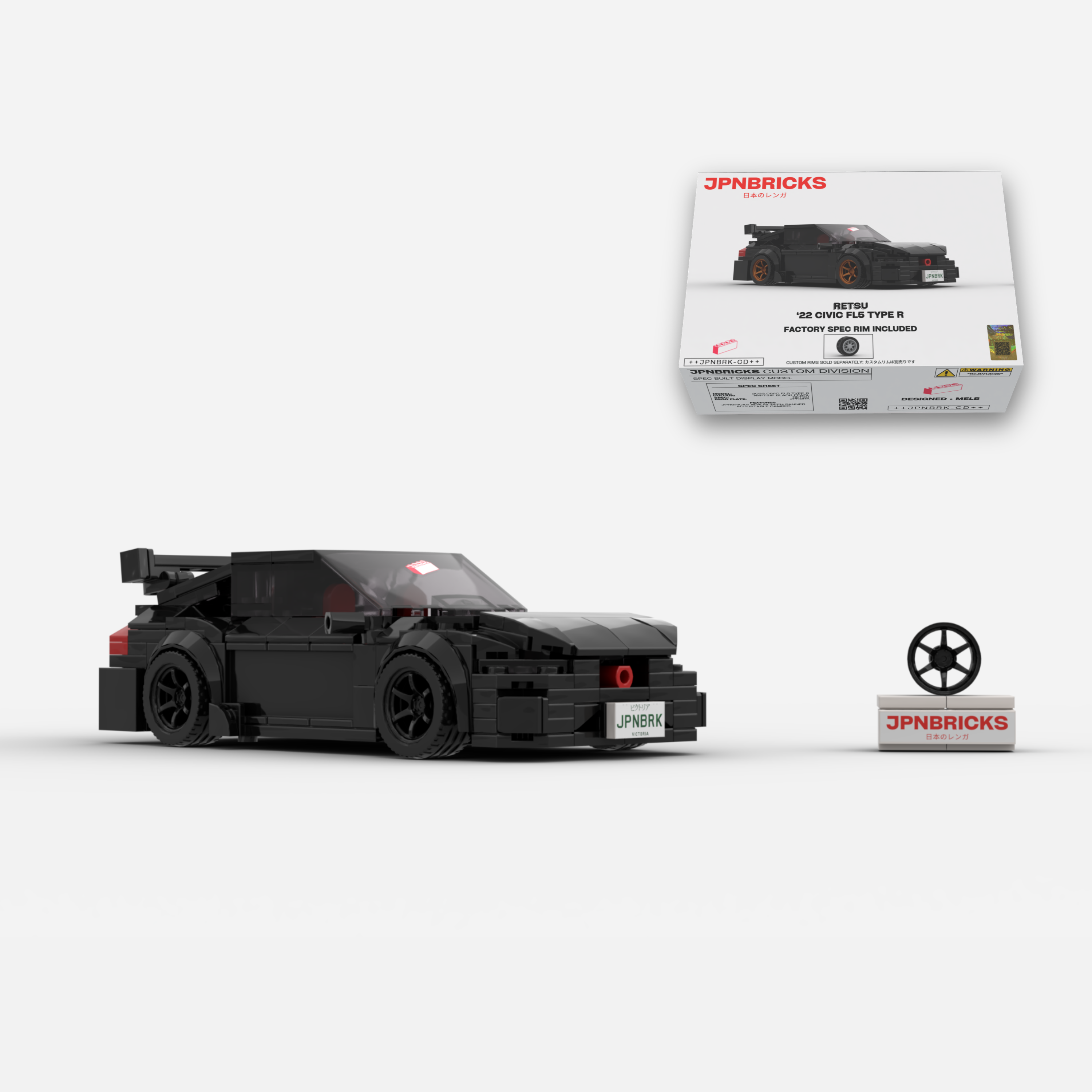 2022 Civic Type R FL5 NH-731P Black Brick Car Model Kit