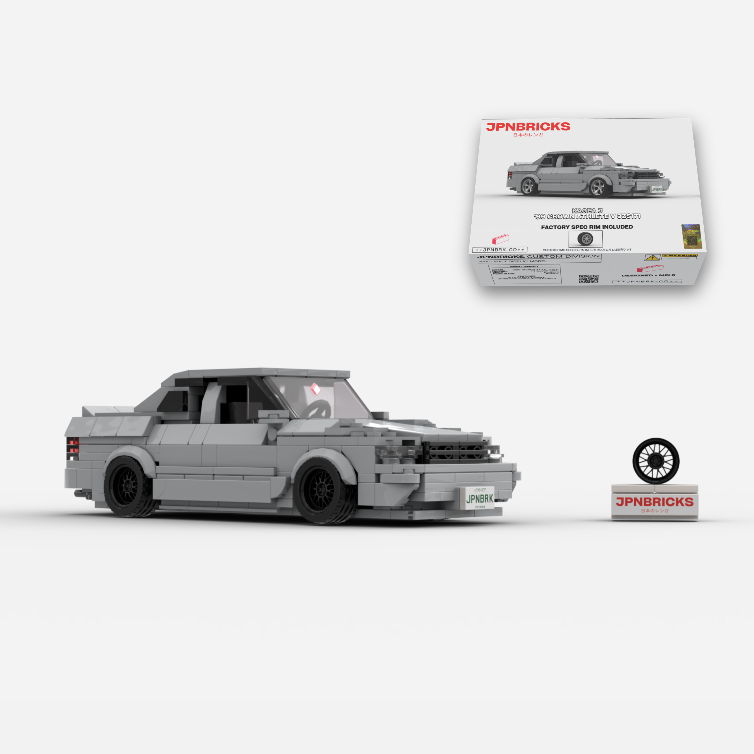1999 Crown Athlete V JZS171 1F7 Silver Grey Brick Car Model Kit