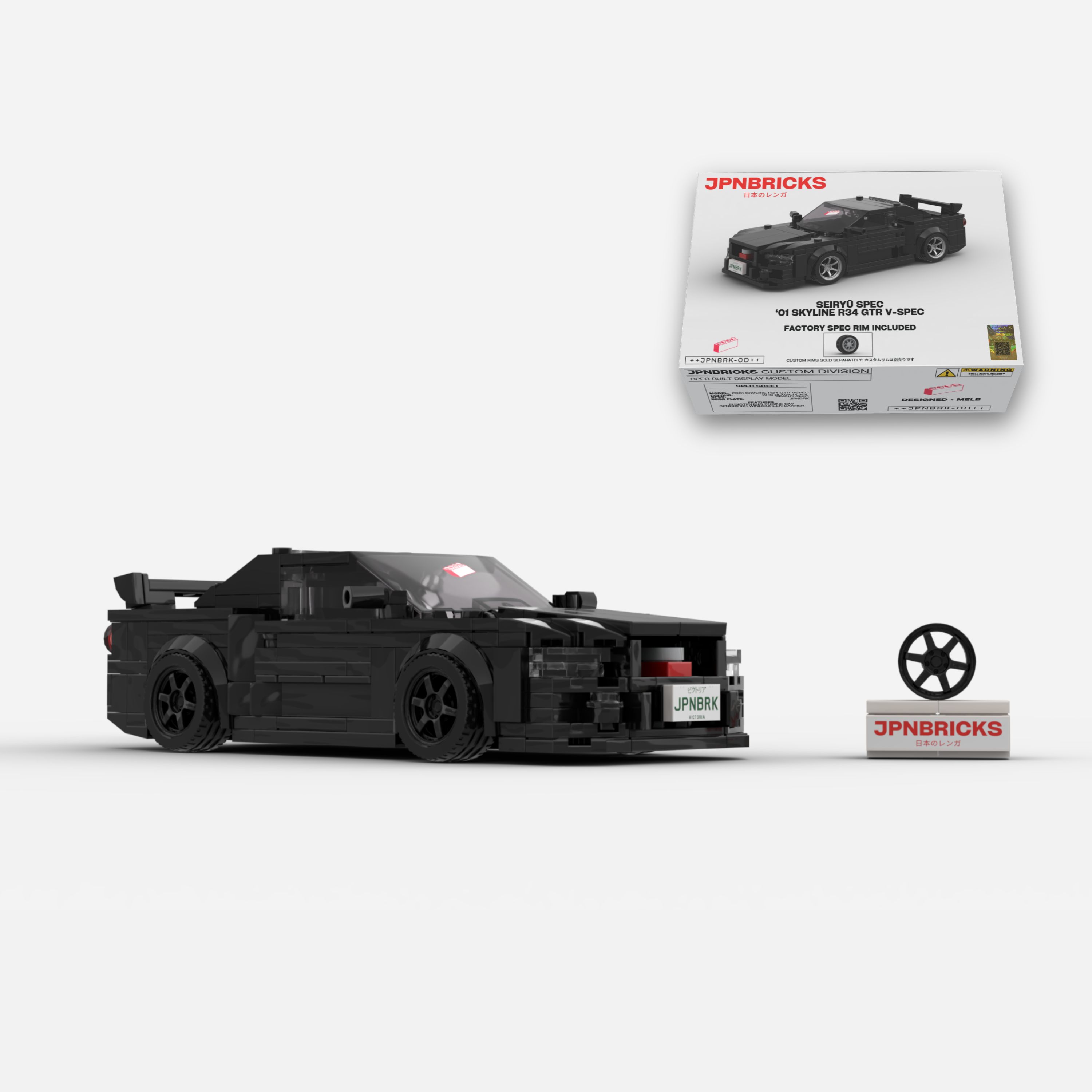 2001 Skyline R34 GT-R V-Spec II KH3 Black Brick Car Model Kit