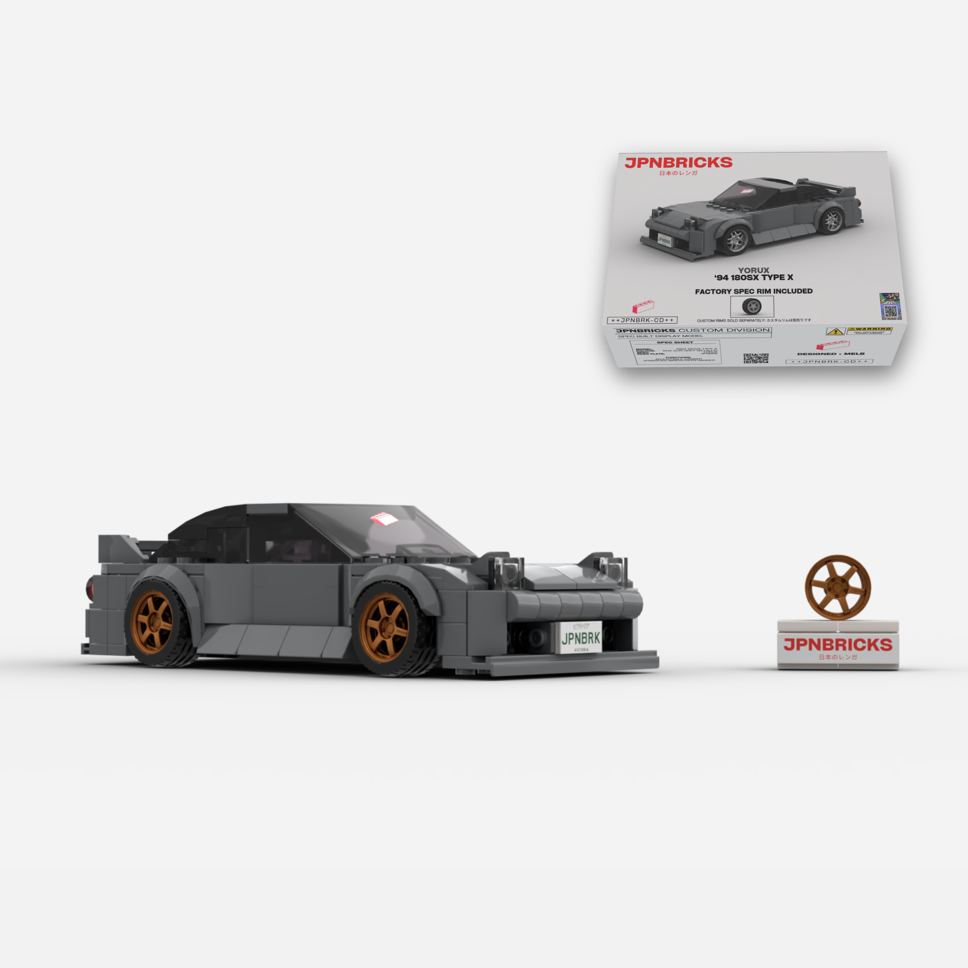 いっちゃん改2 1994 180SX Type X | KH2 Grey | JPNBRICKS Brick Car Model Kit