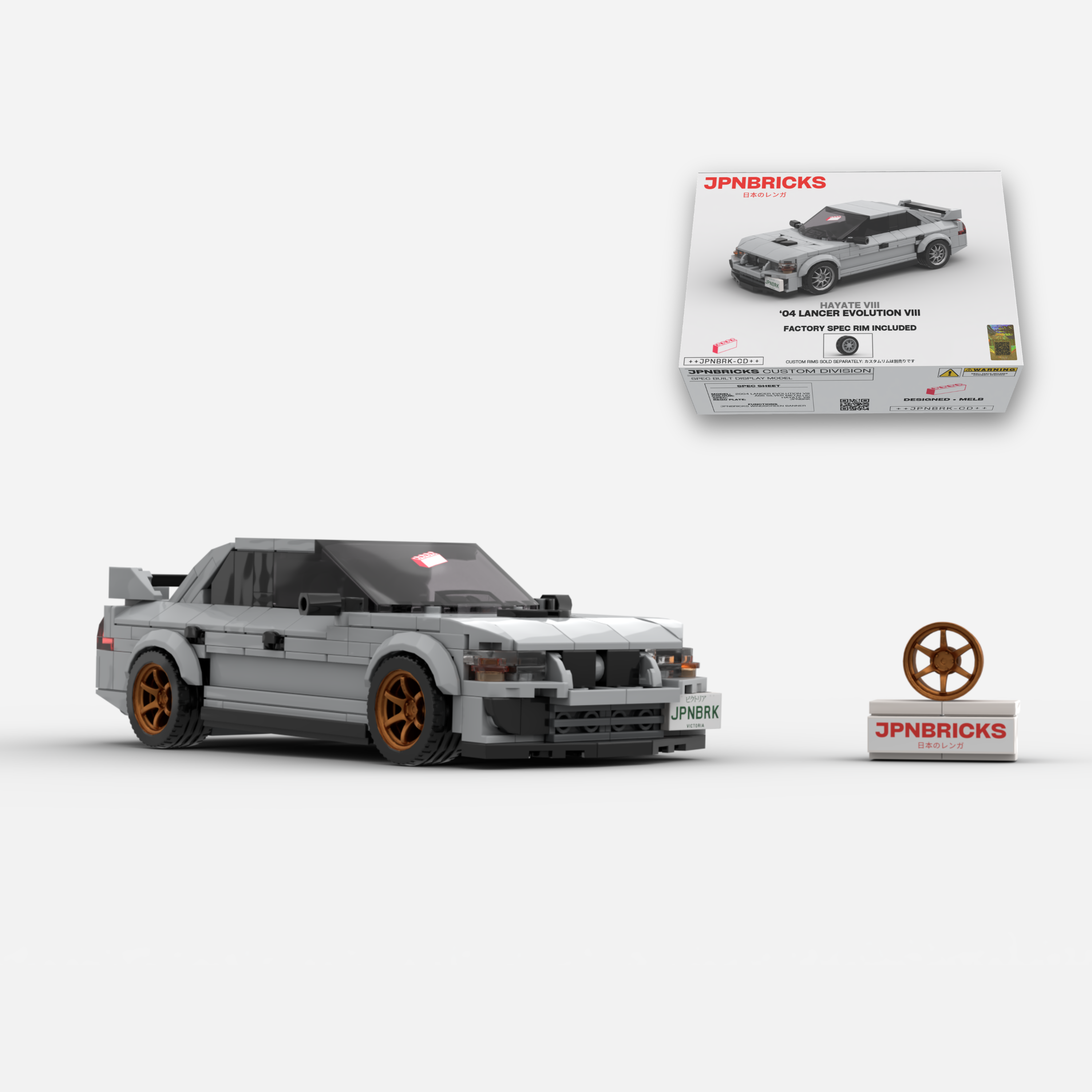 2004 Lancer Evolution VIII A66 Silver Grey Brick Car Model Kit