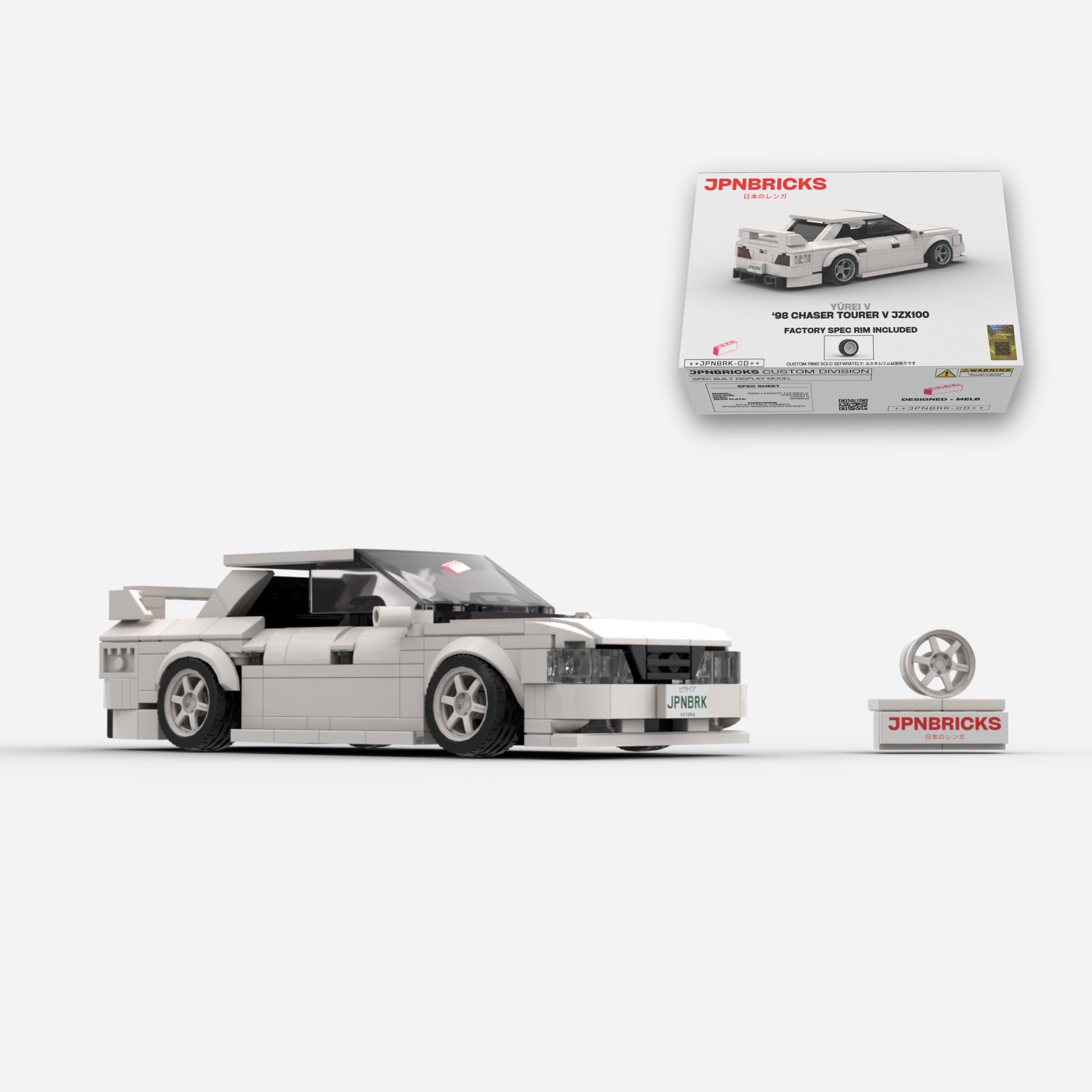 1998 Chaser Tourer V JZX100 040 White Brick Car Model Kit