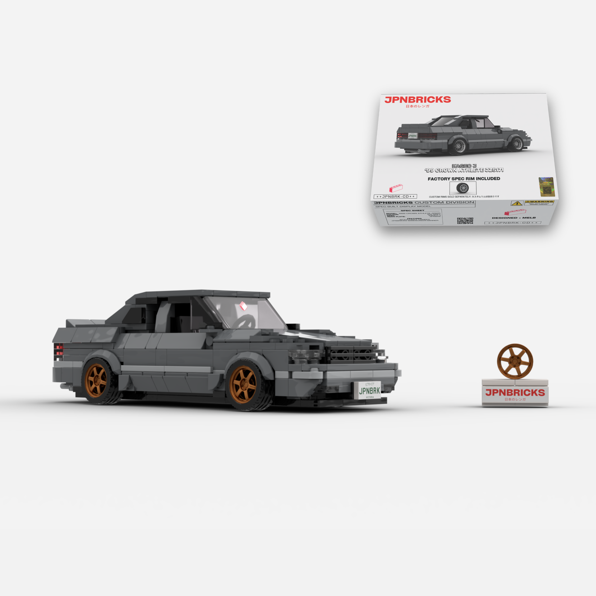 1999 Crown Athlete V JZS171 | 1C0 Grey | JPNBRICKS Brick Car Model