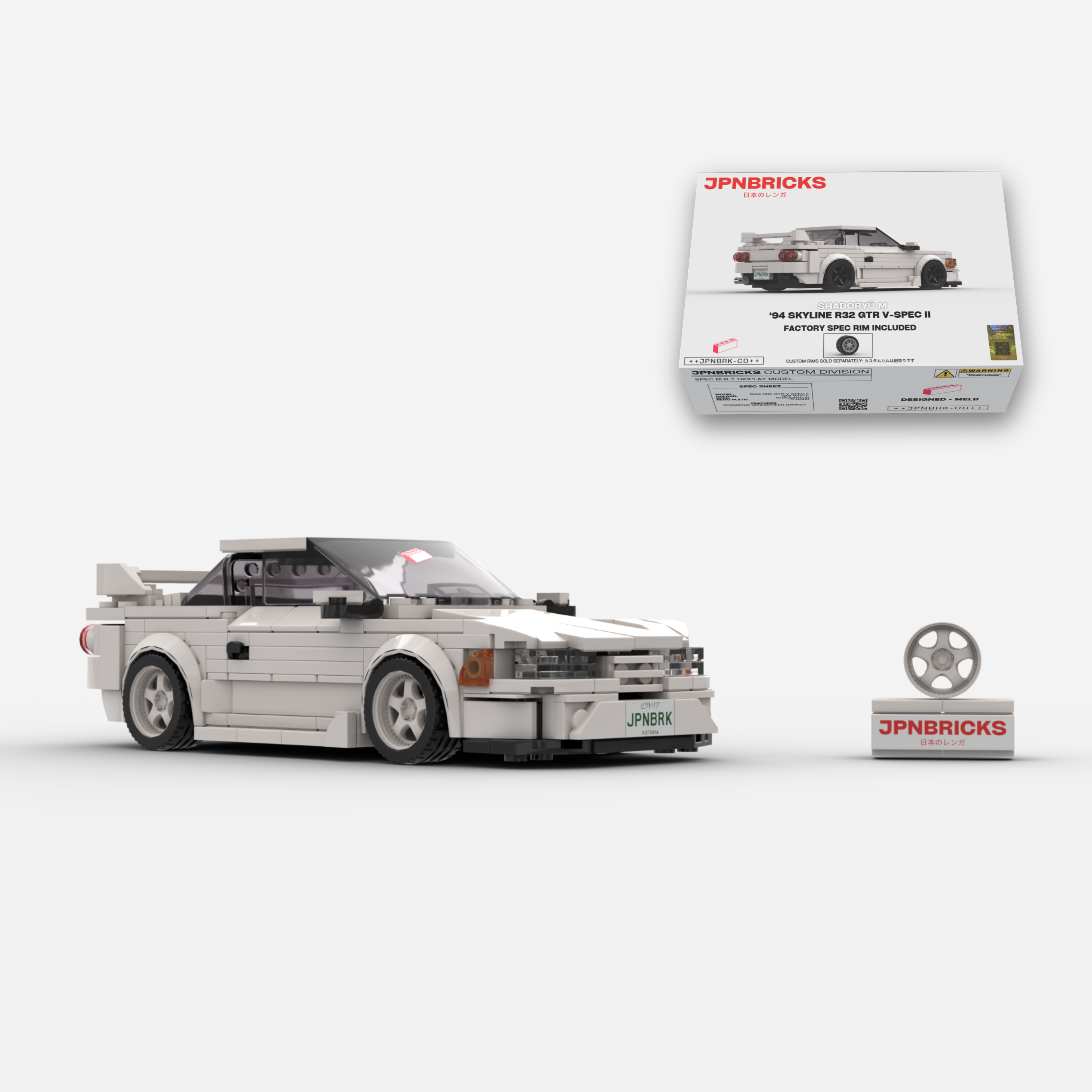 1994 Skyline R32 GT-R V-Spec II QM1 White Brick Car Model Kit
