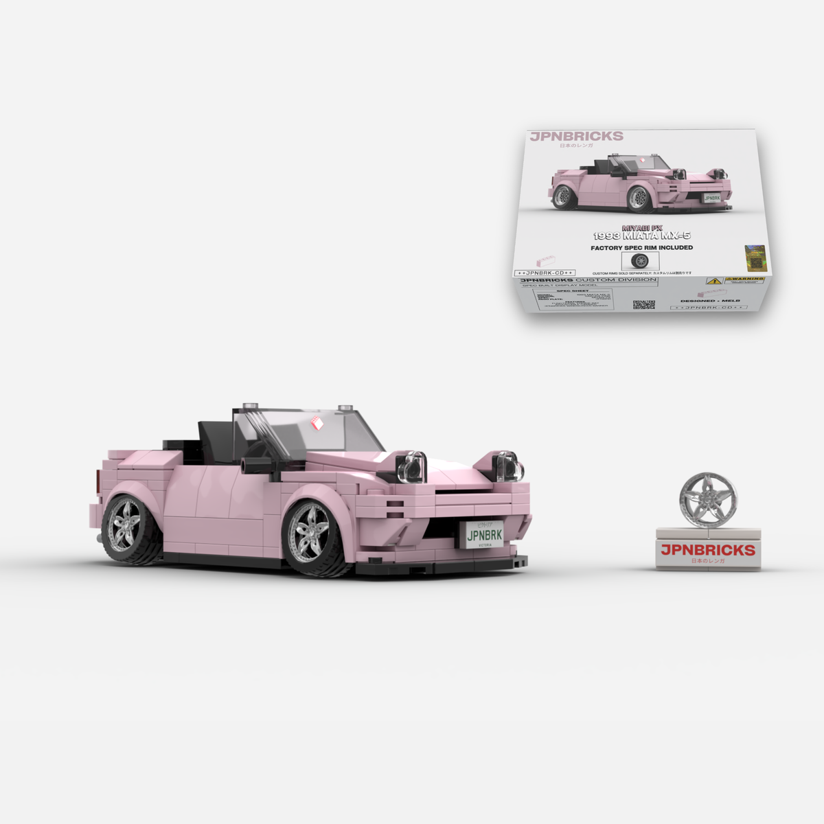 1993 Miata MX-5 Sakura Pink (Heart Headlights) Brick Car Model Kit