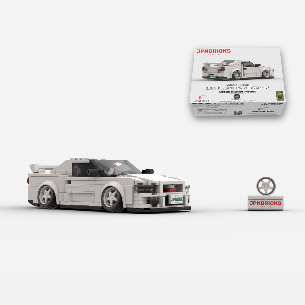 [PRE-ORDER] 2001 Skyline R34 GT-R V-Spec II QM1 White Brick Car Model Kit