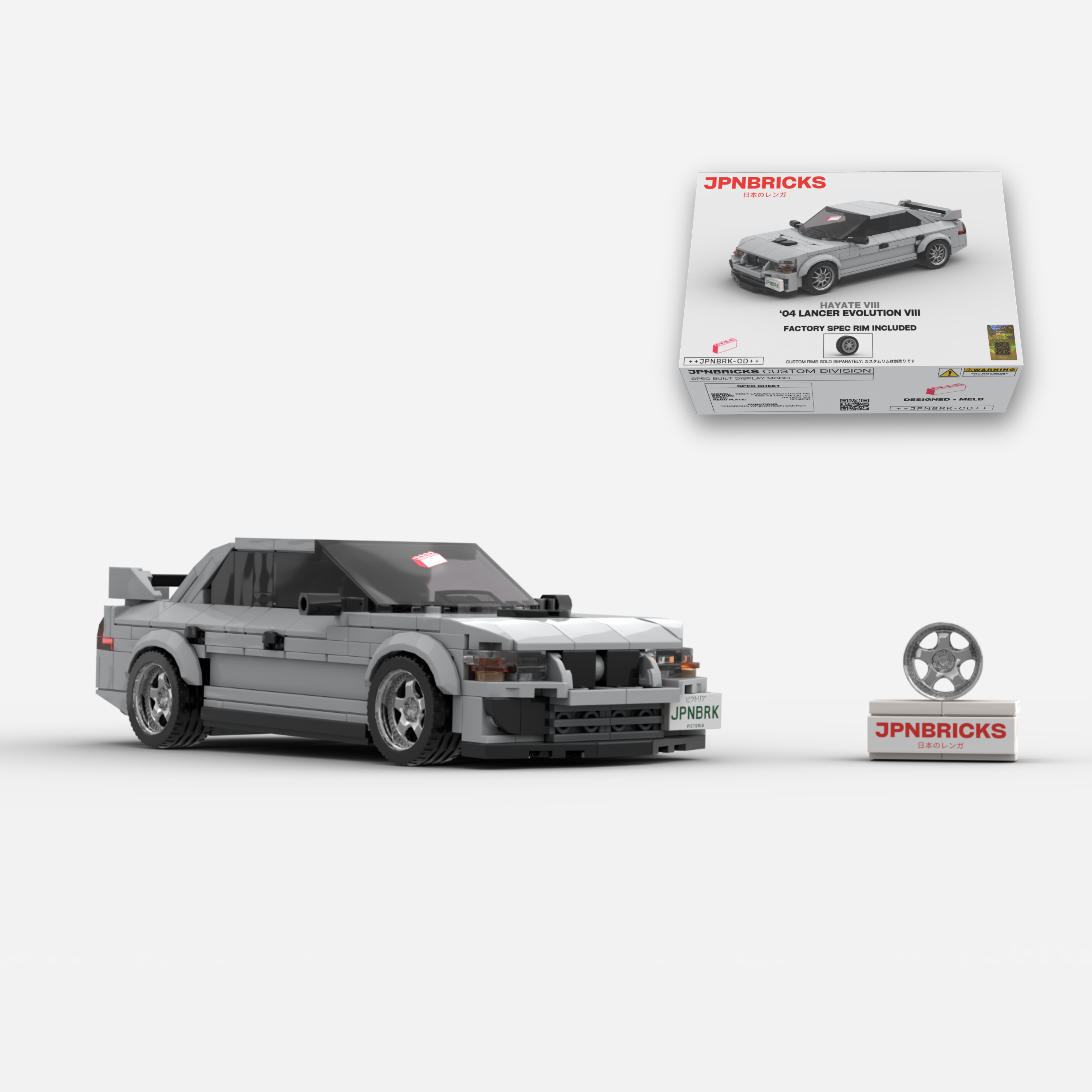 2004 Lancer Evolution VIII A66 Silver Grey Brick Car Model Kit