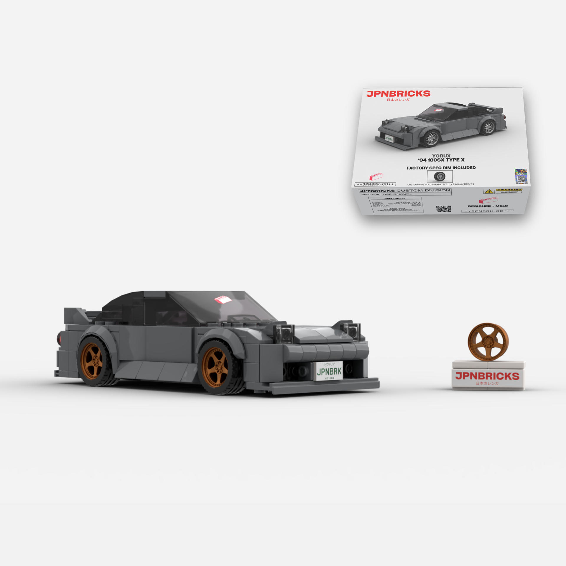 1994 180SX Type X | KH2 Grey | JPNBRICKS Brick Car Model Kit