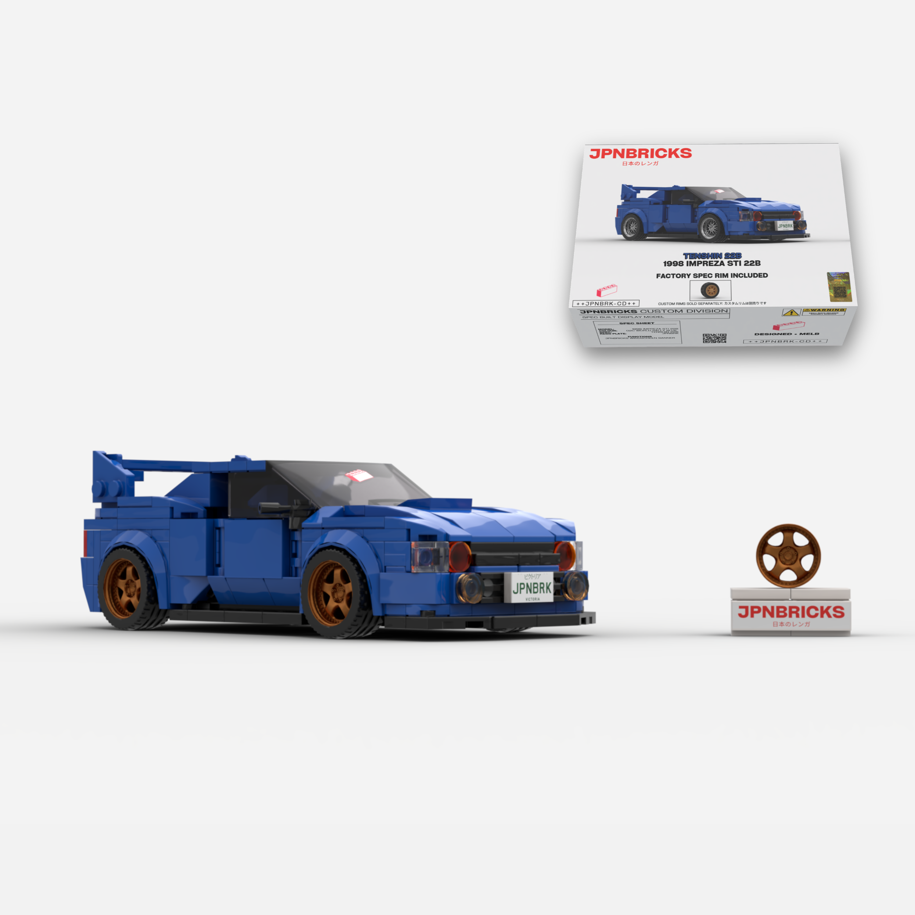 1998 Impreza STI 22B 02C World Rally Blue Brick Car Model Kit