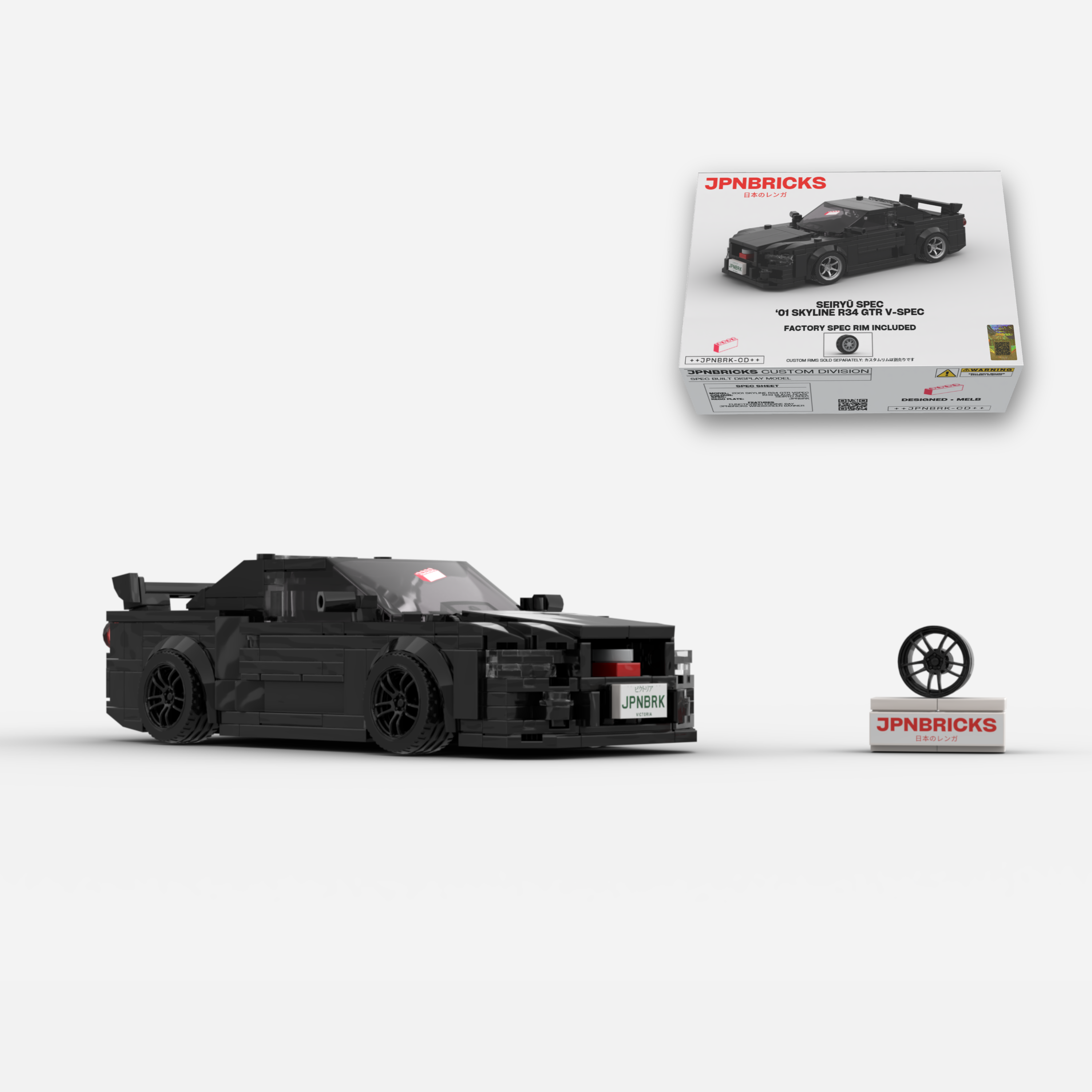 2001 Skyline R34 GT-R V-Spec II KH3 Black Brick Car Model Kit