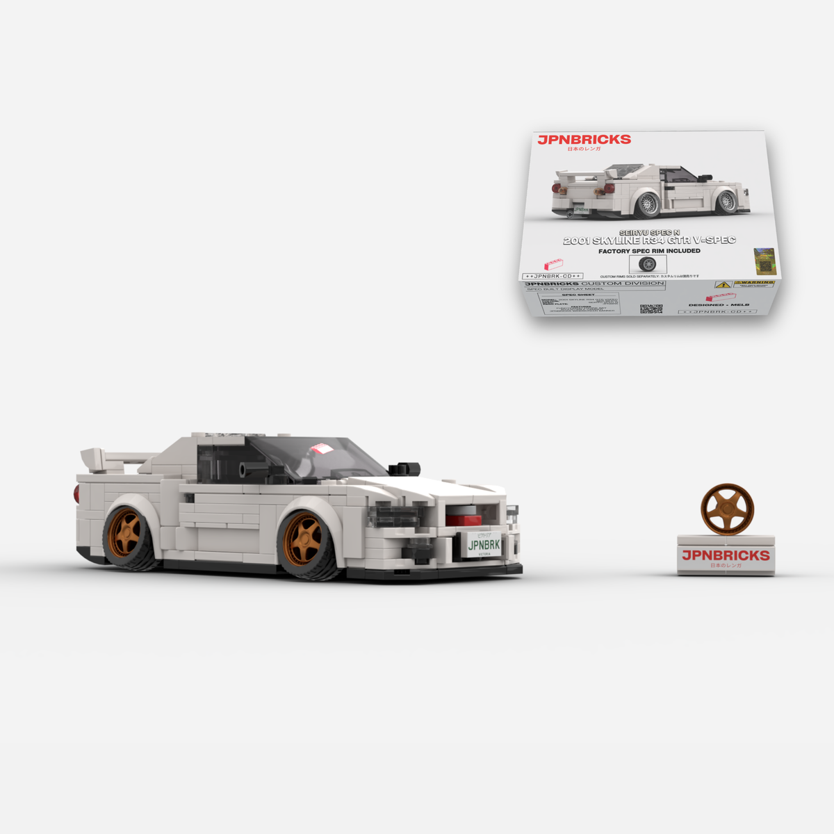 [PRE-ORDER] 2001 Skyline R34 GT-R V-Spec II QM1 White Brick Car Model Kit
