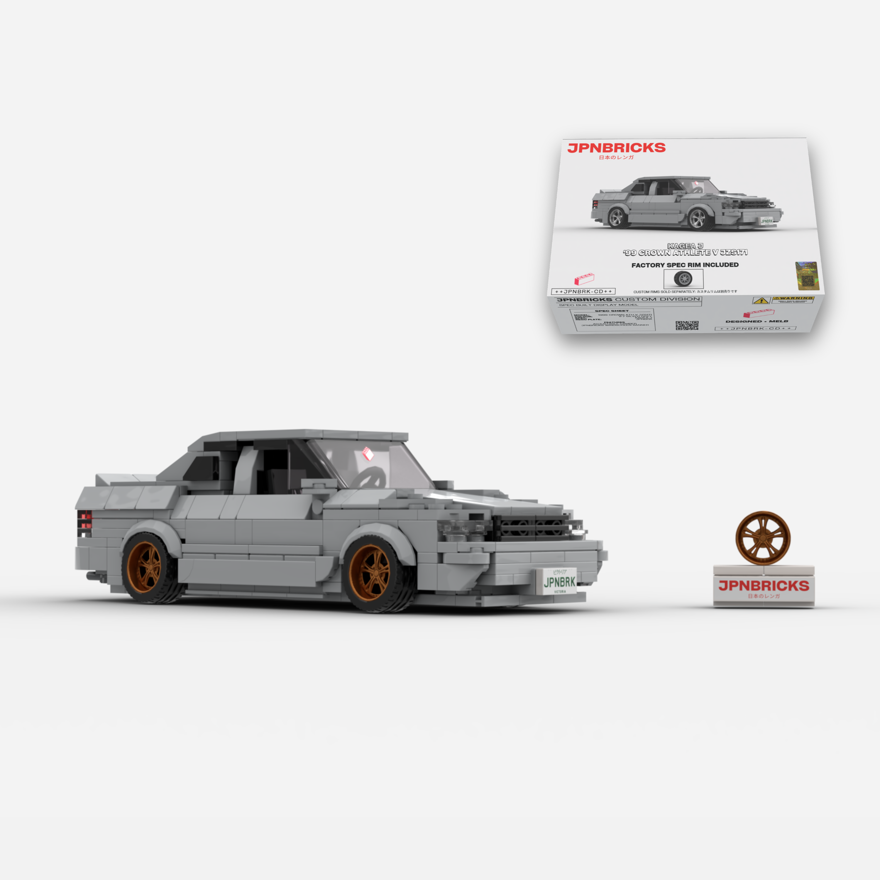 1999 Crown Athlete V JZS171 1F7 Silver Grey Brick Car Model Kit