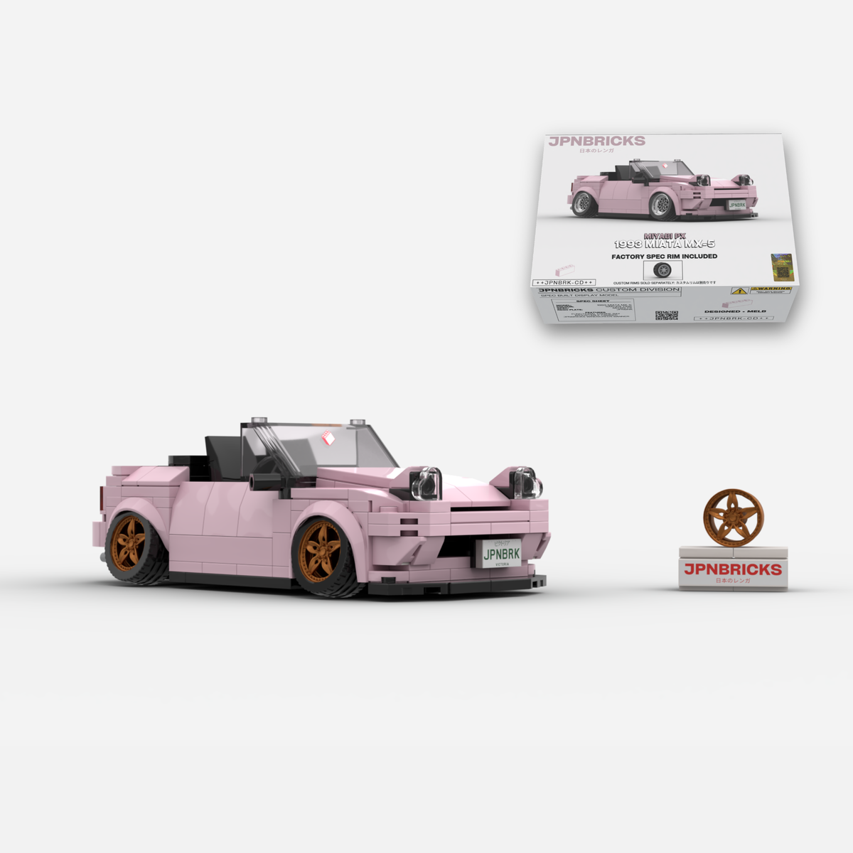 1993 Miata MX-5 Sakura Pink (Heart Headlights) Brick Car Model Kit