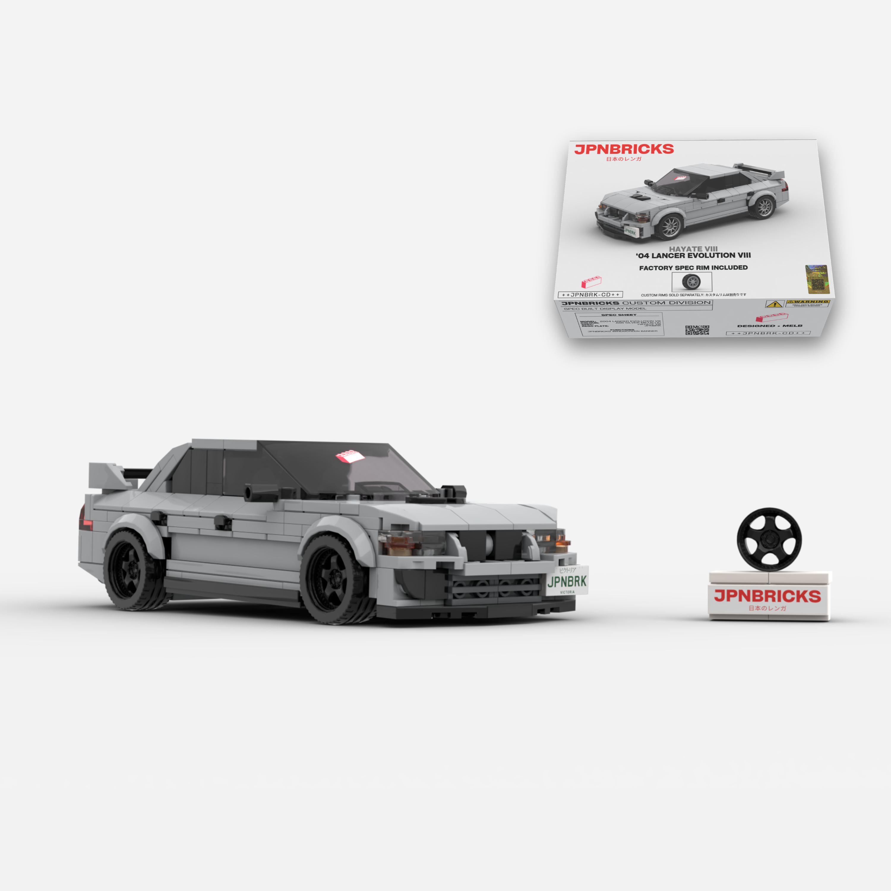 2004 Lancer Evolution VIII A66 Silver Grey Brick Car Model Kit