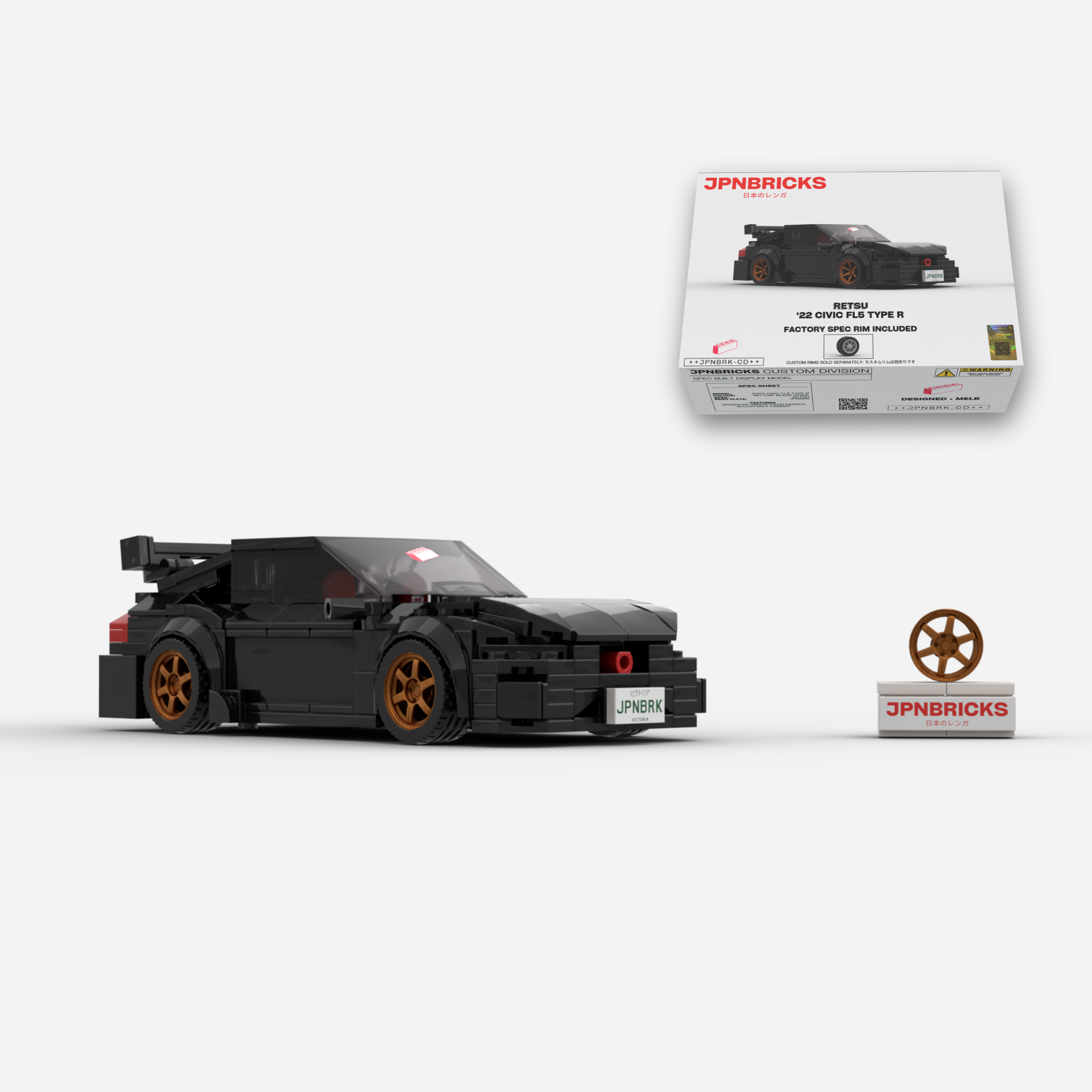 2022 Civic Type R FL5 NH-731P Black Brick Car Model Kit