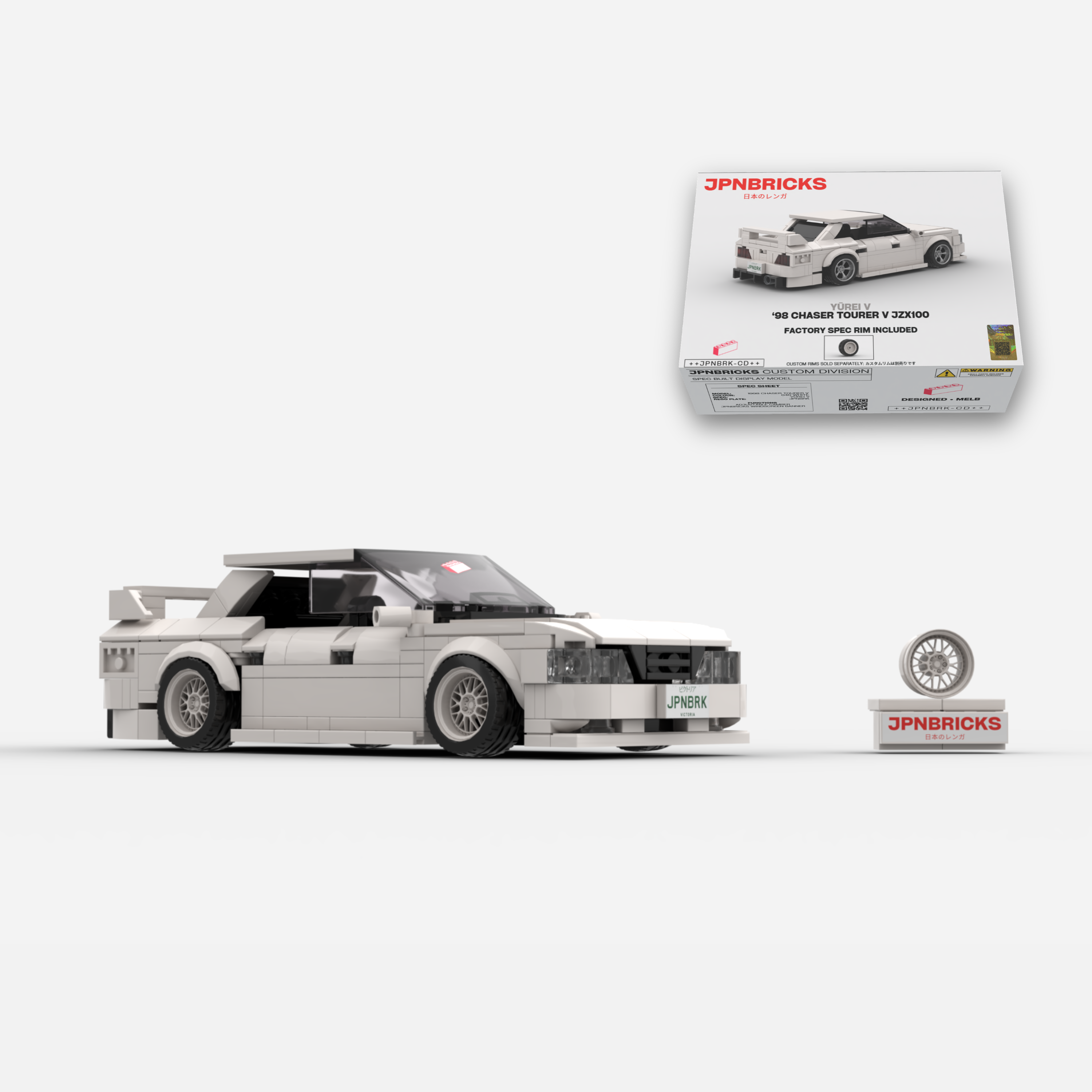 1998 Chaser Tourer V JZX100 040 White Brick Car Model Kit