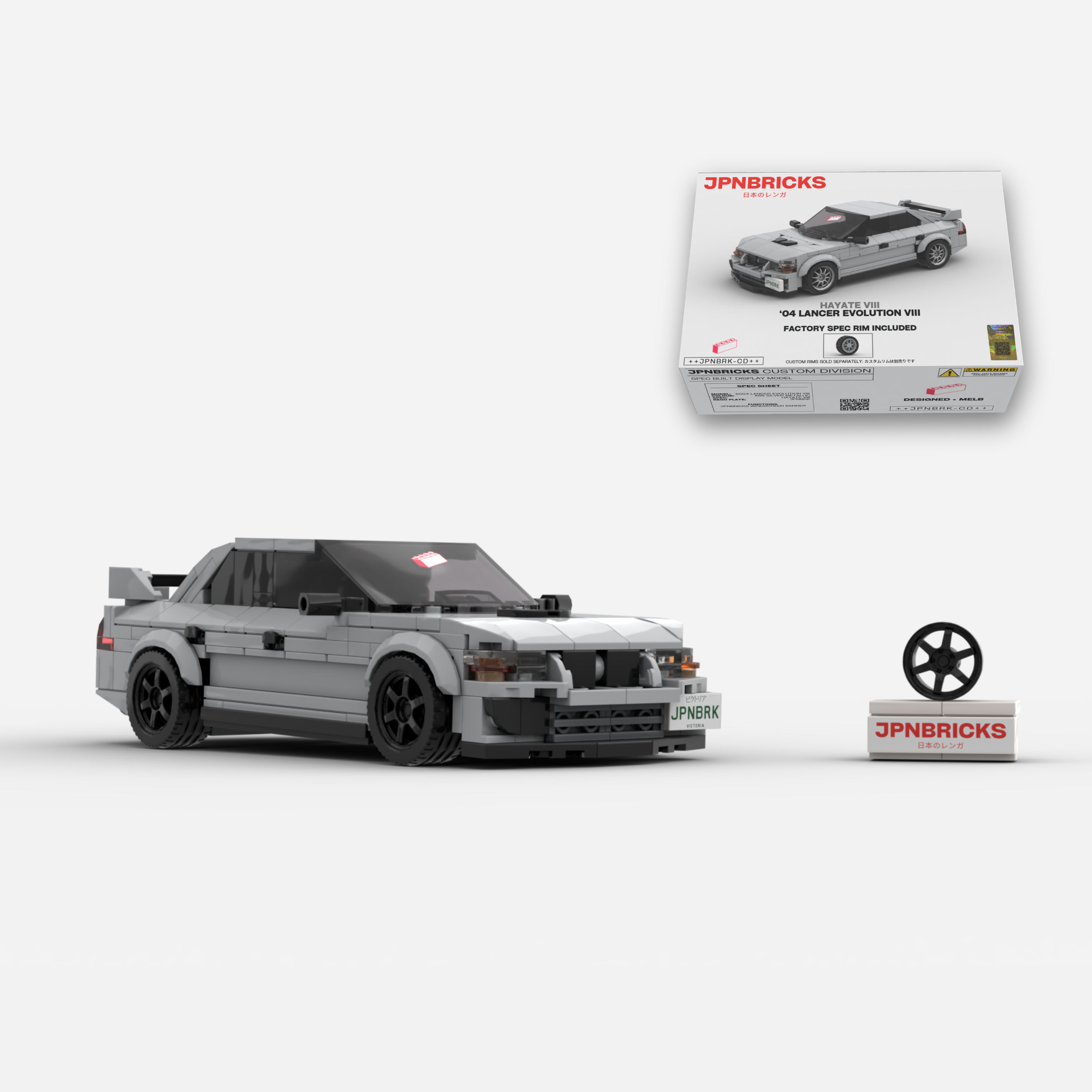 2004 Lancer Evolution VIII A66 Silver Grey Brick Car Model Kit