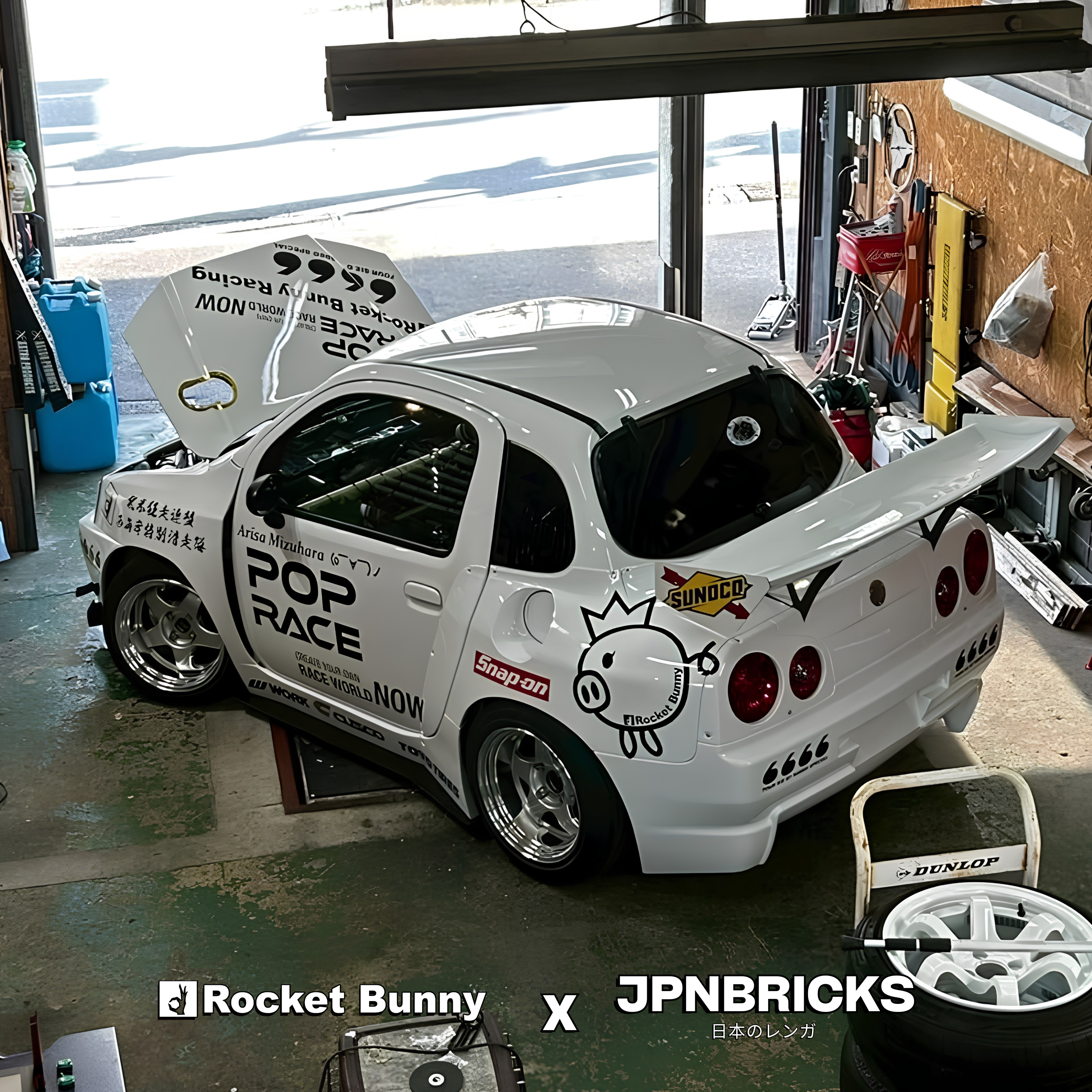 [PRE-ORDER] V1.0 POCKET BUNNY 03-05' TWIN R34 SKYLINE BRICK CAR MODEL KIT