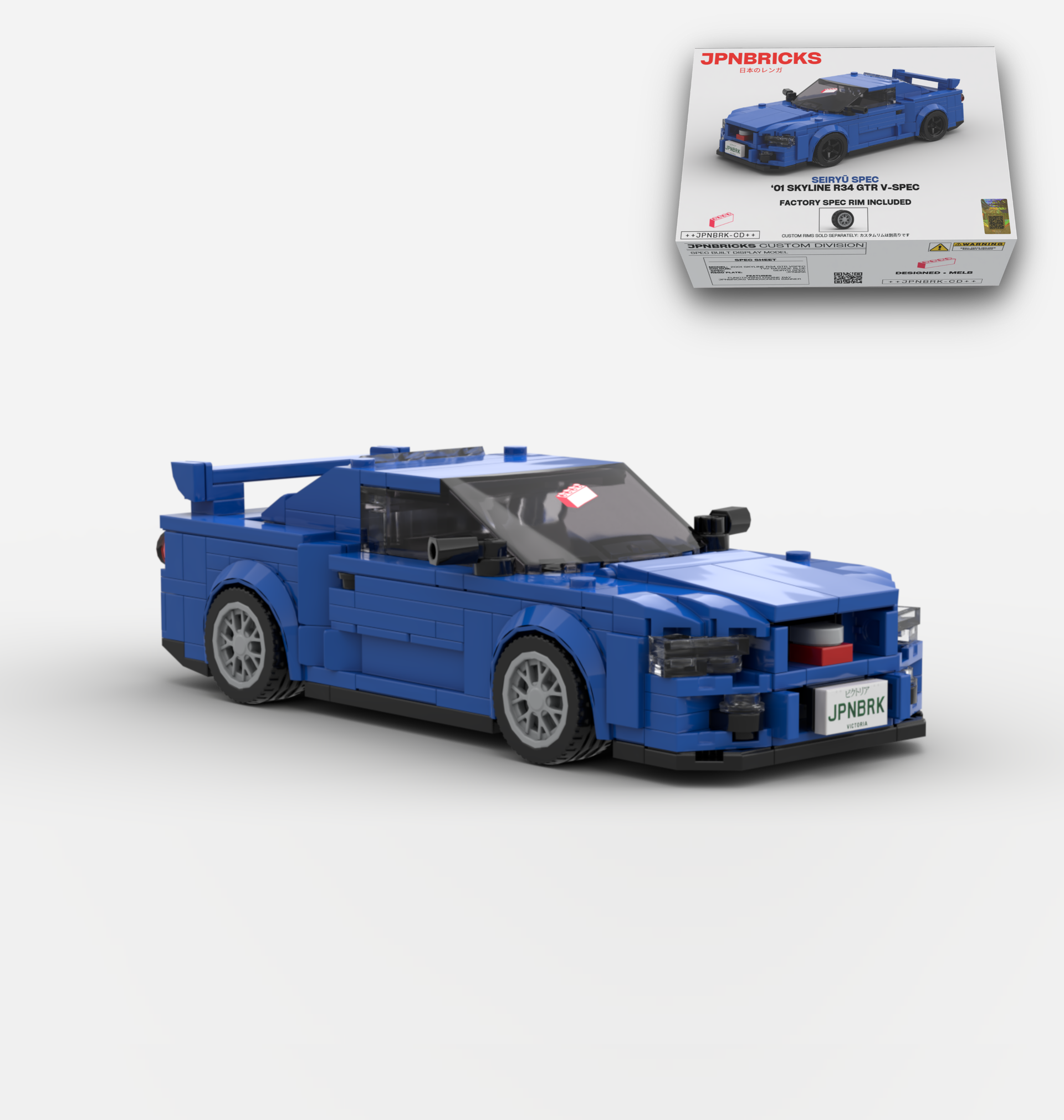 2001 SKYLINE R34 GTR V-SPEC II TV2 BLUE – JPNBricks